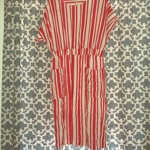 Red and white Le Lis cotton blend dress!